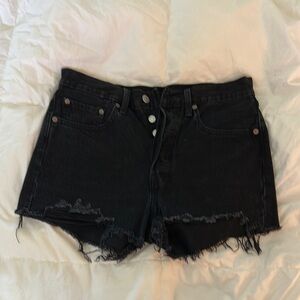 Levi's Black Jean Shorts Distressed Frayed Hem